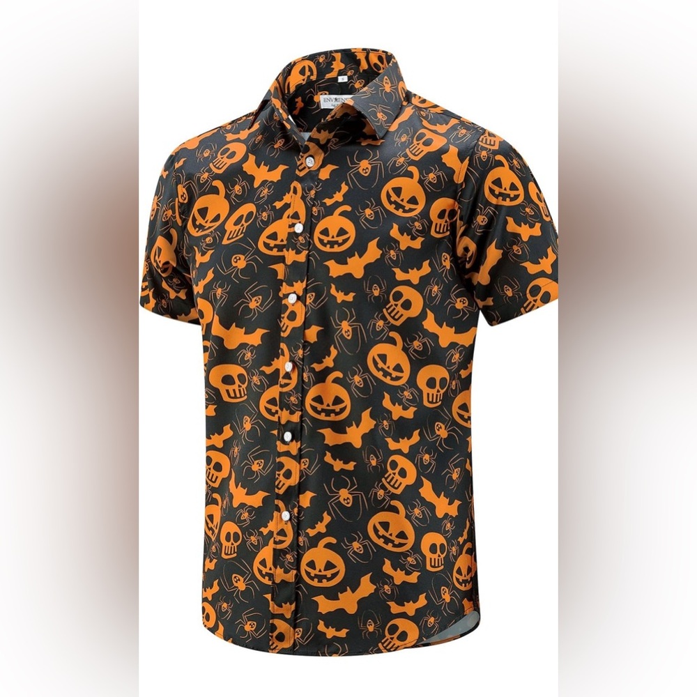 Pumpkin and Bat Halloween Hawaiian Shirt
